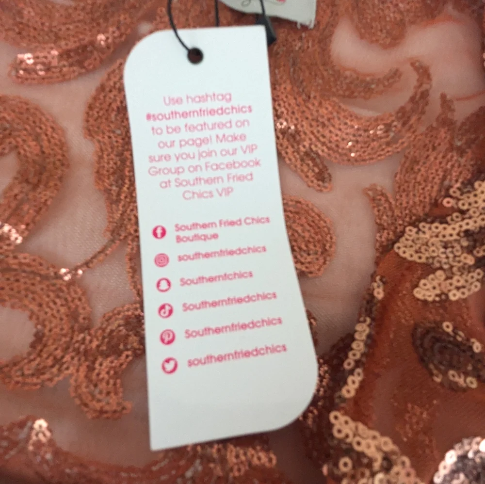 Southern Fried Chics NWT Copper Sequin Duster Medium